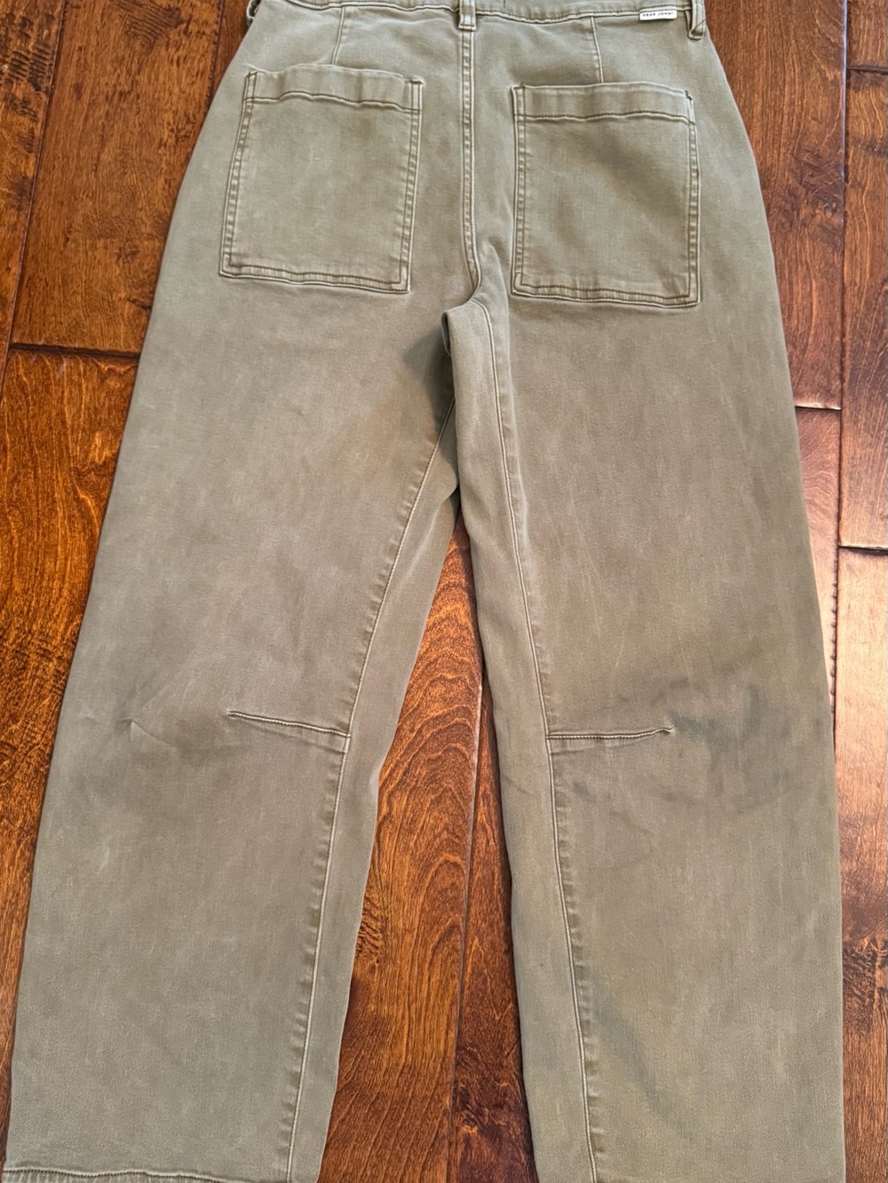 Dear John Olive Green High-Rise Barrel Leg Jeans Stretch Sz 27 Utility 26 Inseam - Picture 6 of 10